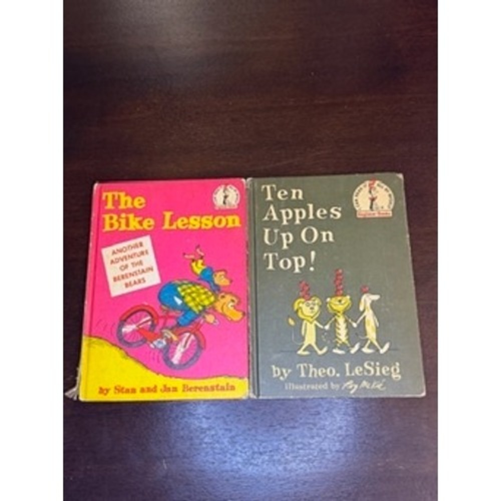 Dr Seuss Beginner Books The Bike Lesson & Ten Apples Up On Top Vintage Hardcover